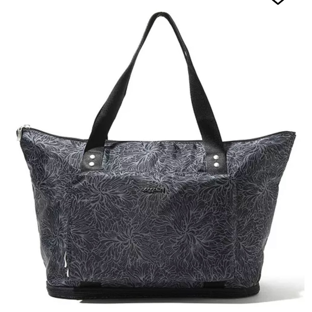 Baggallini Black and Gray Floral Tote